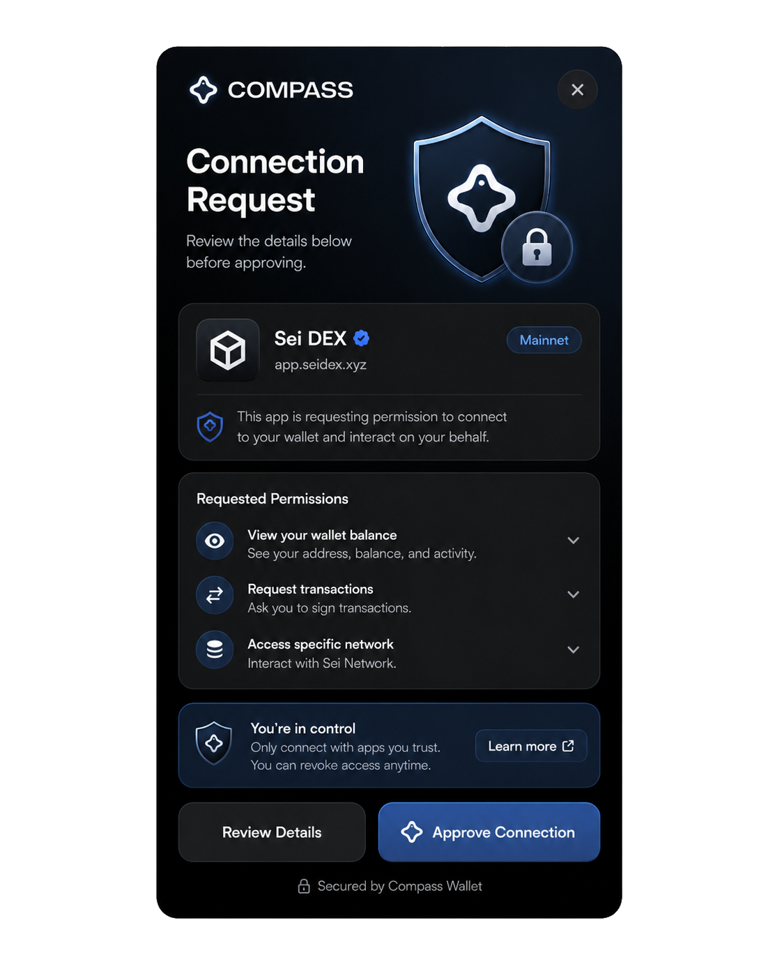 Wallet connection safety and approval flow